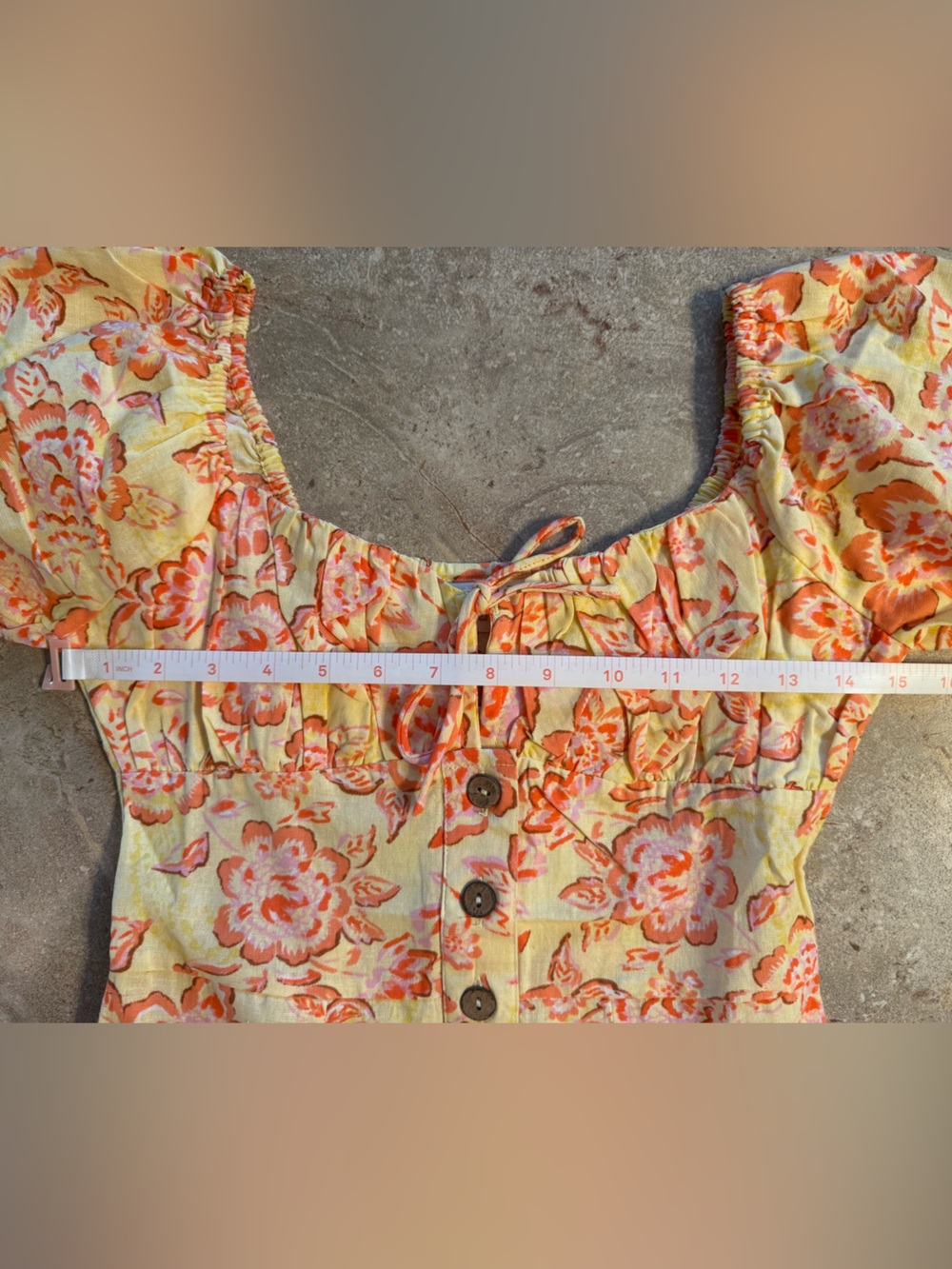 🌼Billabong x Wrangler Far Away Puff Sleeve Dress Yellow Floral Print NWT Size XS - Picture 8 of 16